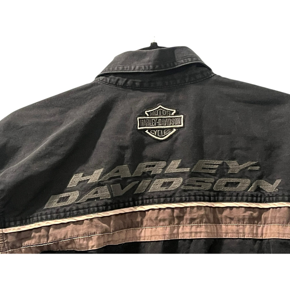 Harley Davidson Vinta Shirt Jacket Size Large Button Down Biker Embroidered Mens - Picture 9 of 11